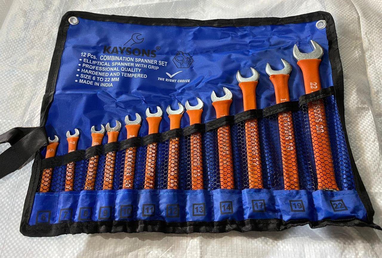 12-piece-combination-spanner-set ست آچار یکسر رینگی روکشدار 12 عددی